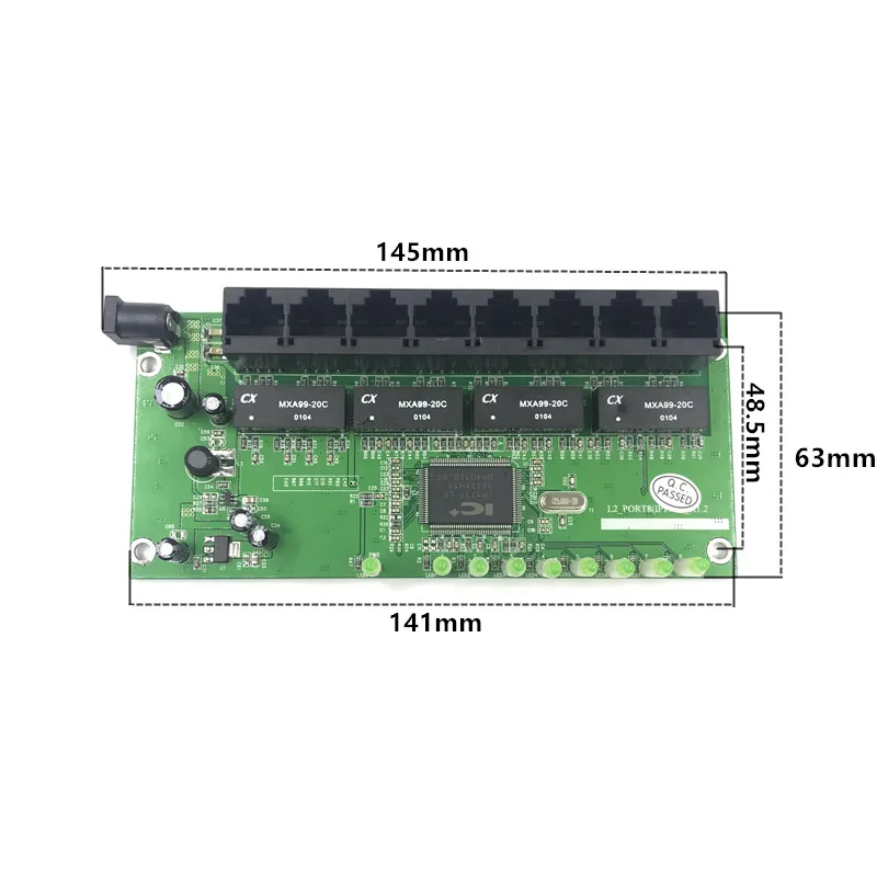 OEM 10 / 100mbps RJ45 8 Port Fast Ethernet Switch modulis Lan Hub MUMS, EU Plug 5v Adapteris Maitinimo Tinklo Jungiklio plokštė Nuotrauka 2