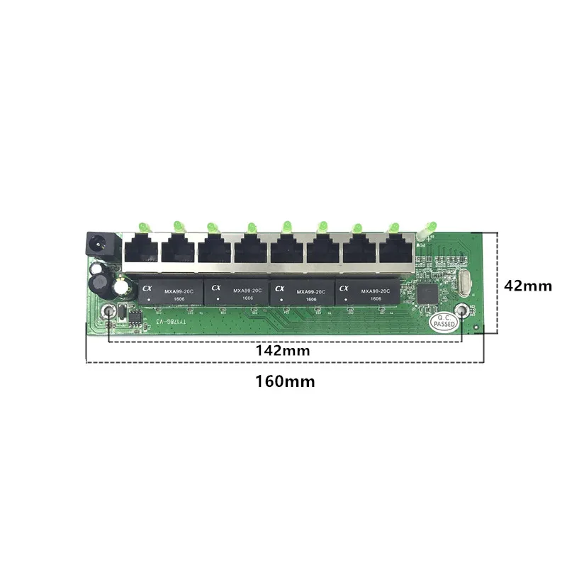 OEM 10 / 100mbps RJ45 8 Port Fast Ethernet Switch modulis Lan Hub MUMS, EU Plug 5v Adapteris Maitinimo Tinklo Jungiklio plokštė Nuotrauka 4