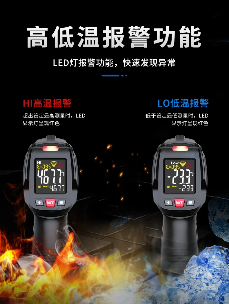 Chint infraraudonųjų spindulių termometras, pramonės didelio tikslumo temperatūros matavimo ginklą, vandens termometras Nuotrauka 3