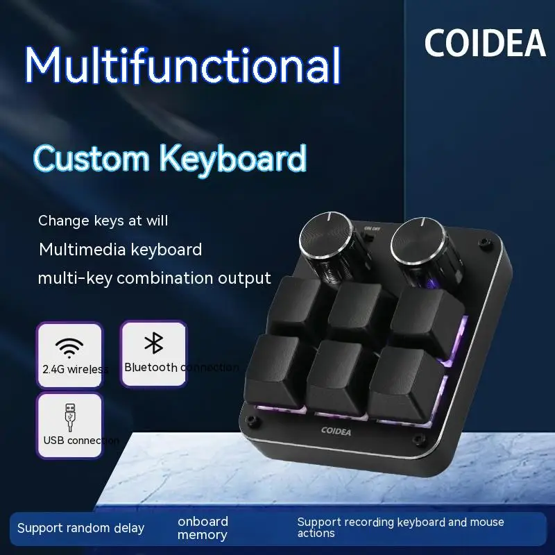 COIDEA KEY6X Mini Mechaninė Klaviatūra, Dvi Rankenos Trys Režimo Dizaineris Pritaikyti Klaviatūrą RGB Apšvietimu Projektas Pc Win Mac Office Laptop Nuotrauka 1