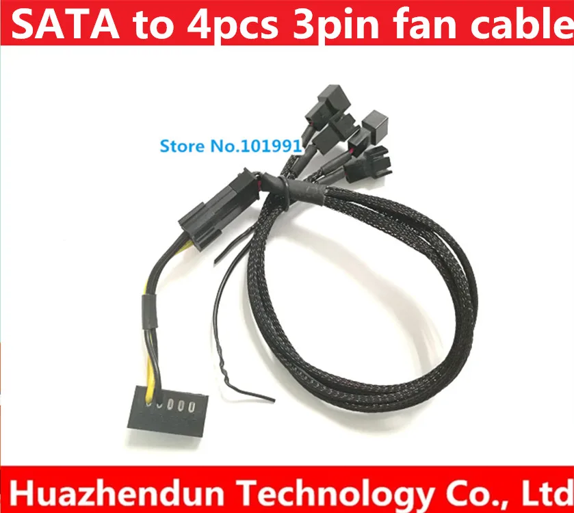 SATA prie 3pin fan jungties moterų 30cm (12V DC 4pcs 3pin fan 22AWG kabelių instaliavimo didelės Galios ROSH Nuotrauka 0