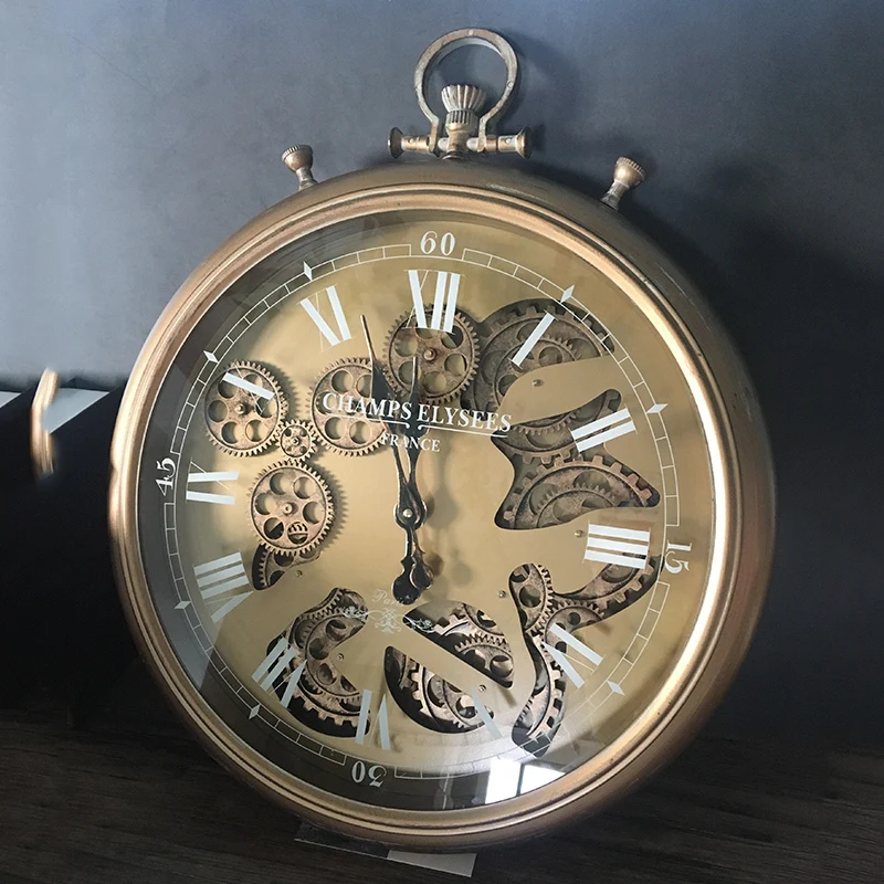 Retro Amerikos Sieninis Laikrodis Kambarį Europos Silent Didelių Kūrybinių Įrankių Laikrodis Dekoratyviniai Metalo Sieninis Laikrodis Nuotrauka 1