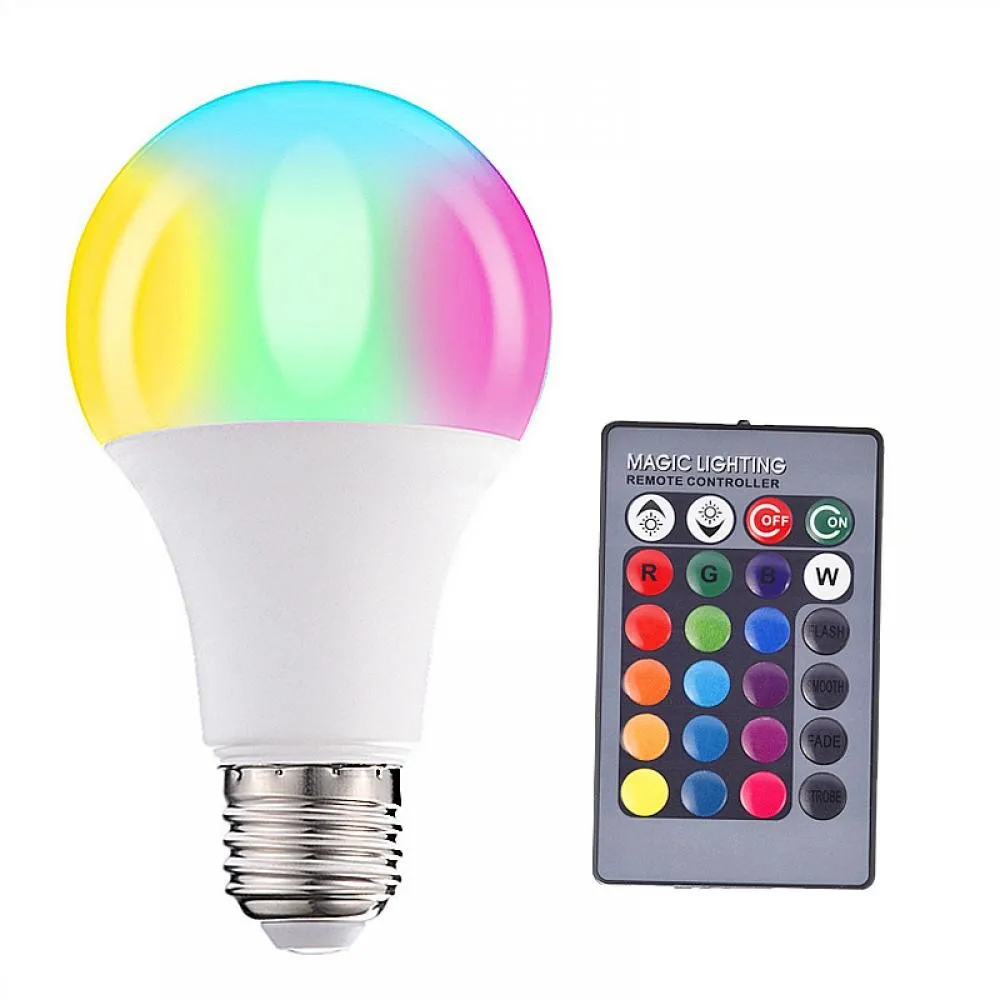 RGB Šviesos Lemputė E27 spalvotu LED Pakeisti Spalvą Lempos RGBW Smart Lemputės 5W 10W 15W IR Nuotolinio Valdymo Tamsos Namų Kalėdų Šviesos Nuotrauka 0