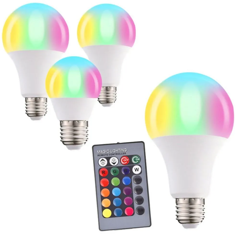 RGB Šviesos Lemputė E27 spalvotu LED Pakeisti Spalvą Lempos RGBW Smart Lemputės 5W 10W 15W IR Nuotolinio Valdymo Tamsos Namų Kalėdų Šviesos Nuotrauka 4