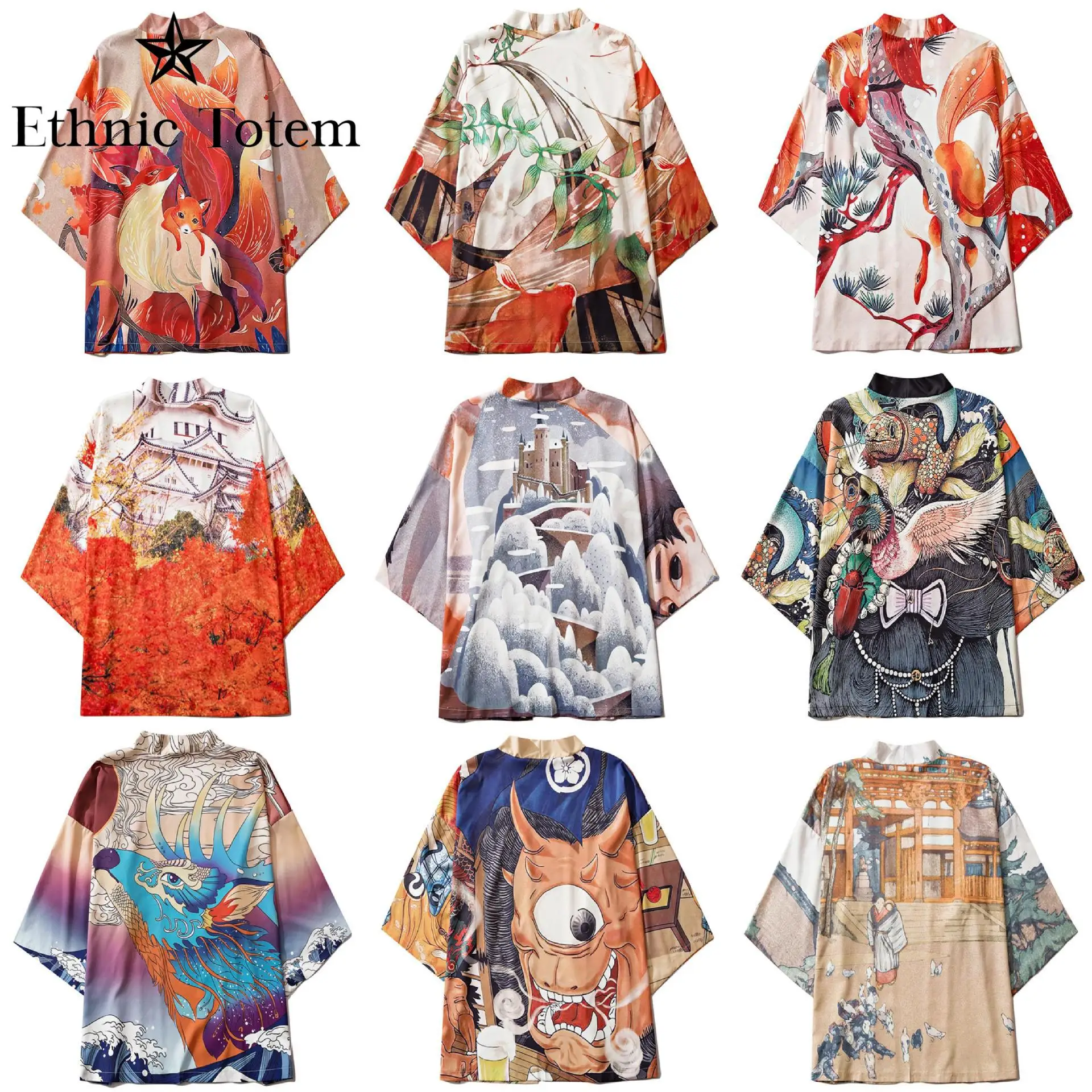 Vyrai Japonų Kimono Megztinis Vyrams Samurajus Kostiumo Kimono Apranga Mens Kimono Marškinėliai Yukata Japonijos Tradicinių Ukiyoe Haori Nuotrauka 4