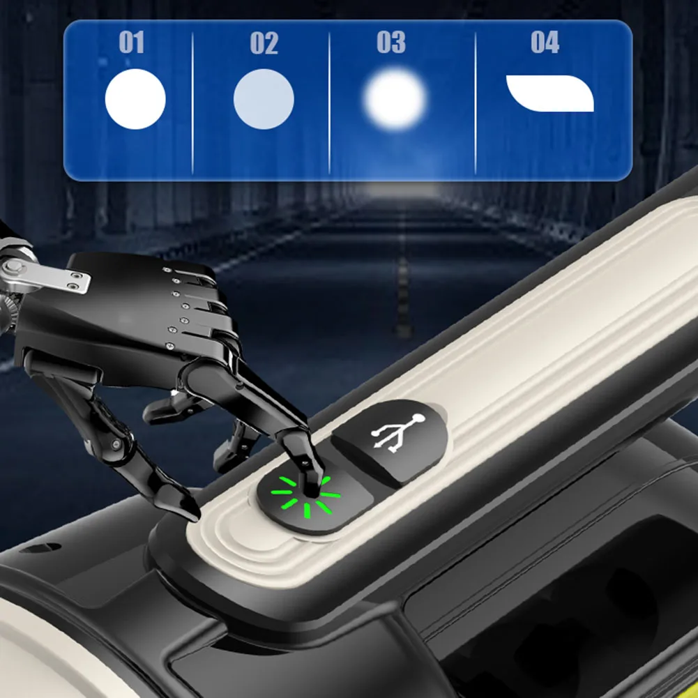 Didelės Galios LED Žibintuvėlis COB Darbas Žibintai USB Įkrovimo Galingas Prožektorius Su šoniniu Šviesos Lauko Kempingas Žvejybos Fakelas Nuotrauka 2