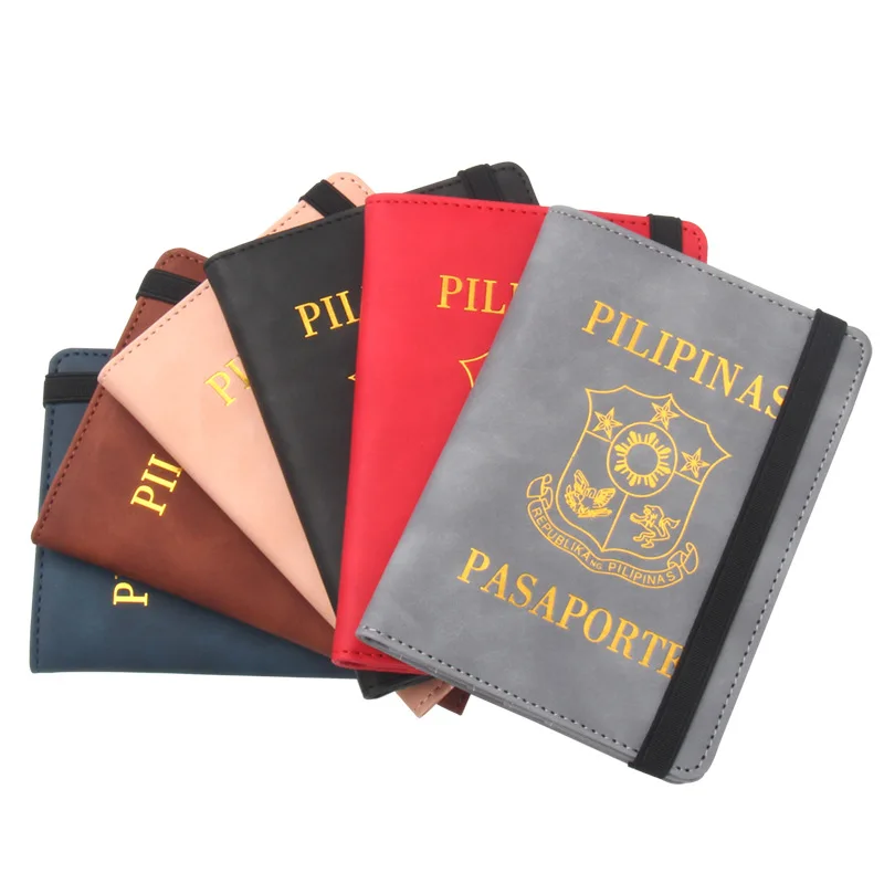Filipinų Paso Turėtojas Kelionės Piniginės Oro Bilieto Turėtojas Multi-Card Privalomas Dirželis Gumos Juosta Pasas, Kelionių Organizatorius Nuotrauka 4