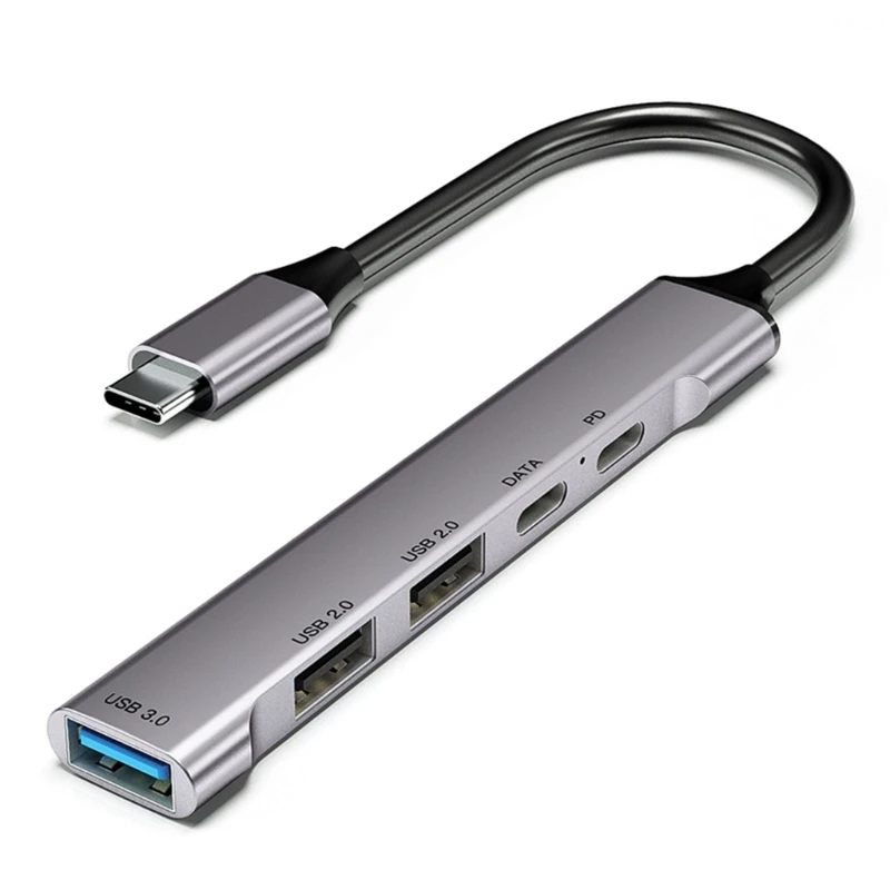 USB C Hub 4 1. Uosto TypeC Multi USB jungtys Aliuminio Lydinio Duomenų Centru, Nešiojamieji kompiuteriai, Telefonai Pagalvėlės Tablečių TypeC Adapteris Nuotrauka 0