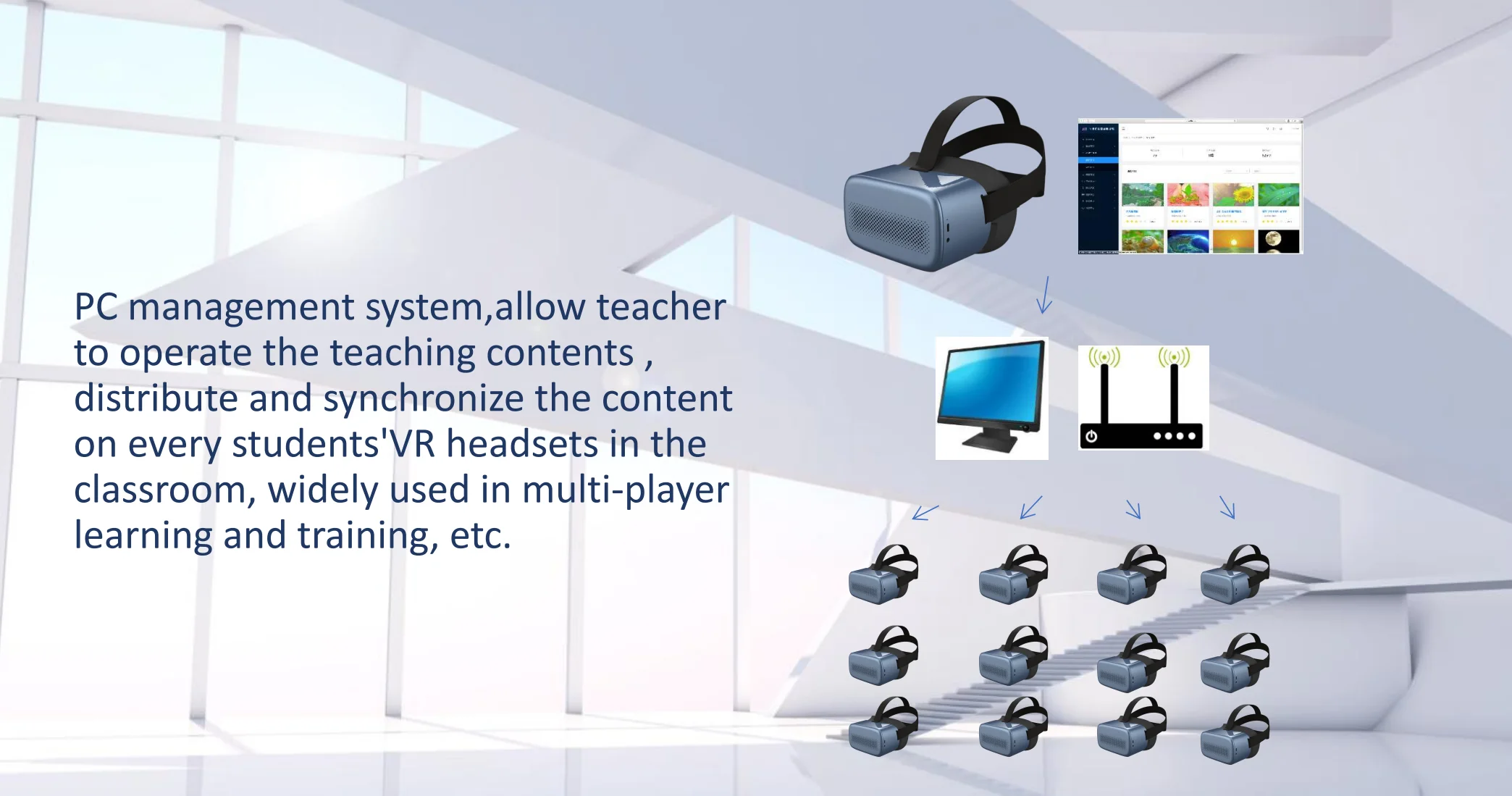 3DOF 4K atskiras visus į vieną svaiginančius mokymosi virtual reality (VR), akiniai Nuotrauka 2