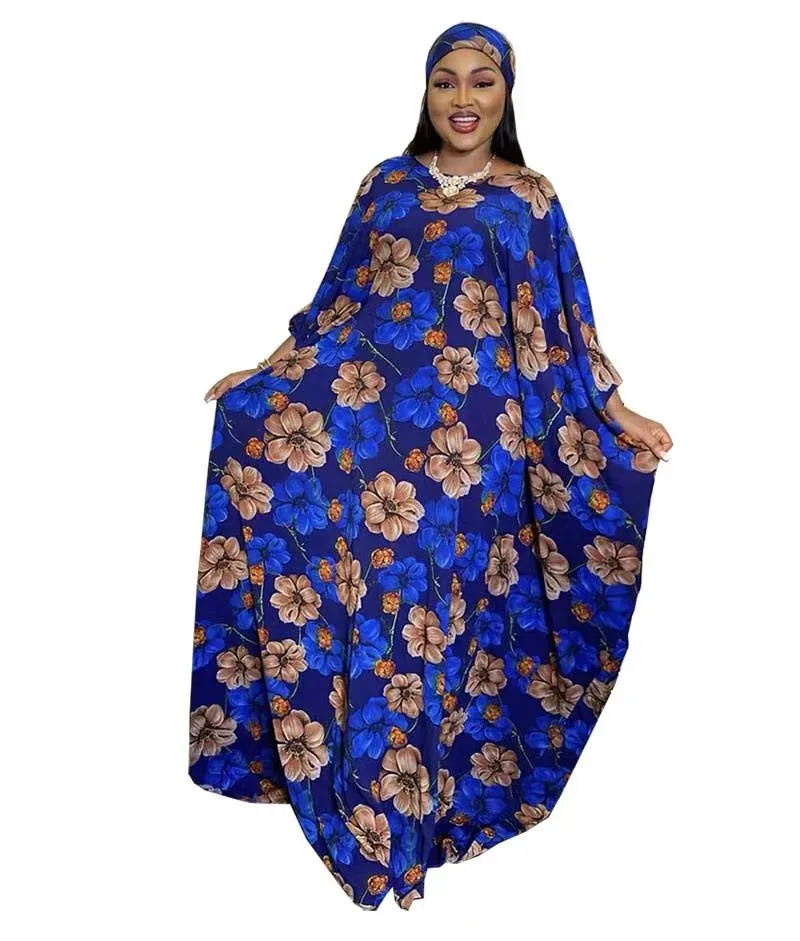 Elegantiškas Plius Dydis Afrikos Spausdinti Suknelės Moterims Dashiki Šifono Ilgas, Maxi Suknelė Vasaros 3 Gabalas Abaja Rinkinys Su Hijab Ir Vidinės Nuotrauka 3