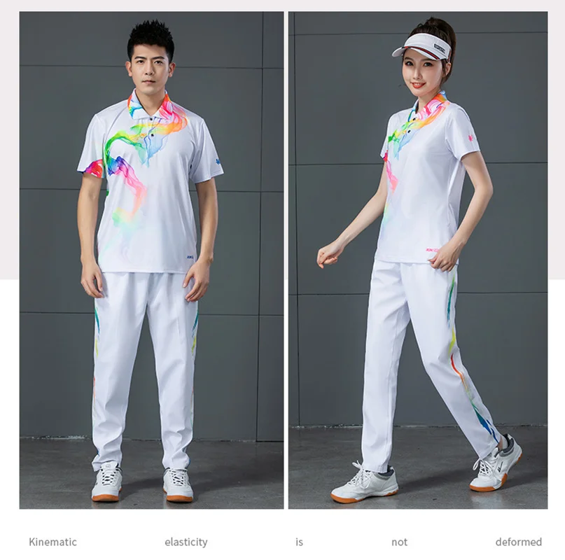 Vyrų badmintono kostiumas trumparankoviai sportinę pavasarį, vasarą, rudenį moterų trumpos kelnės greitai-džiovinimo stalo teniso apranga Nuotrauka 1