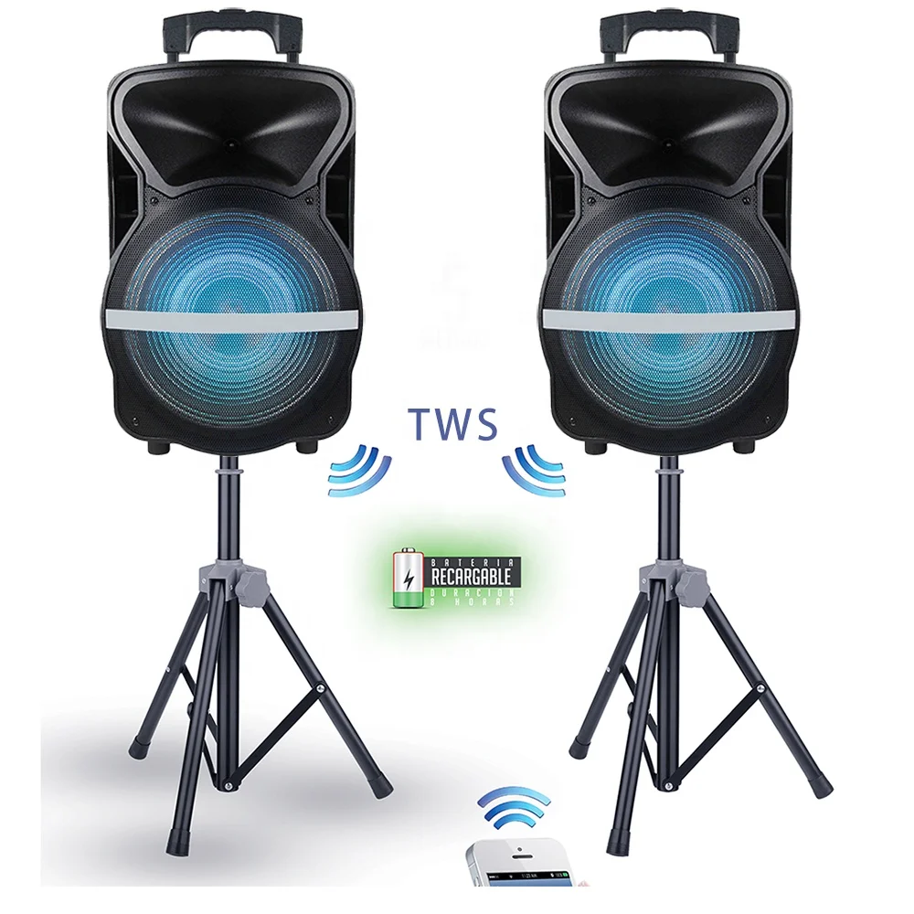500W 15 colių garsiakalbių profesinės žemų dažnių belaidžio BT Karaoke, DJ rinkinių dėžutė PA garso sistema TWS-Mic-FM+ECHO+LED Bocina Parlant Nuotrauka 5