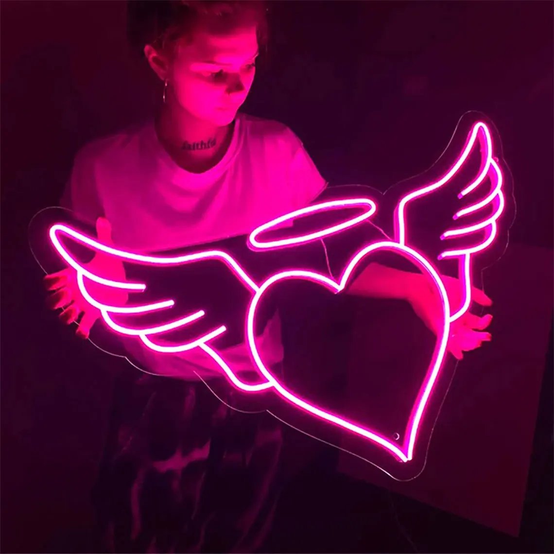 Custom Neoninis Ženklas Kūrybos Dovanos Širdies Šviesa Sienų Dekoras LED Šviesos Vestuvių, Gimtadienio Ženklas, Vaikų, Miegamojo Lempa Mergaitėms Nuotrauka 0