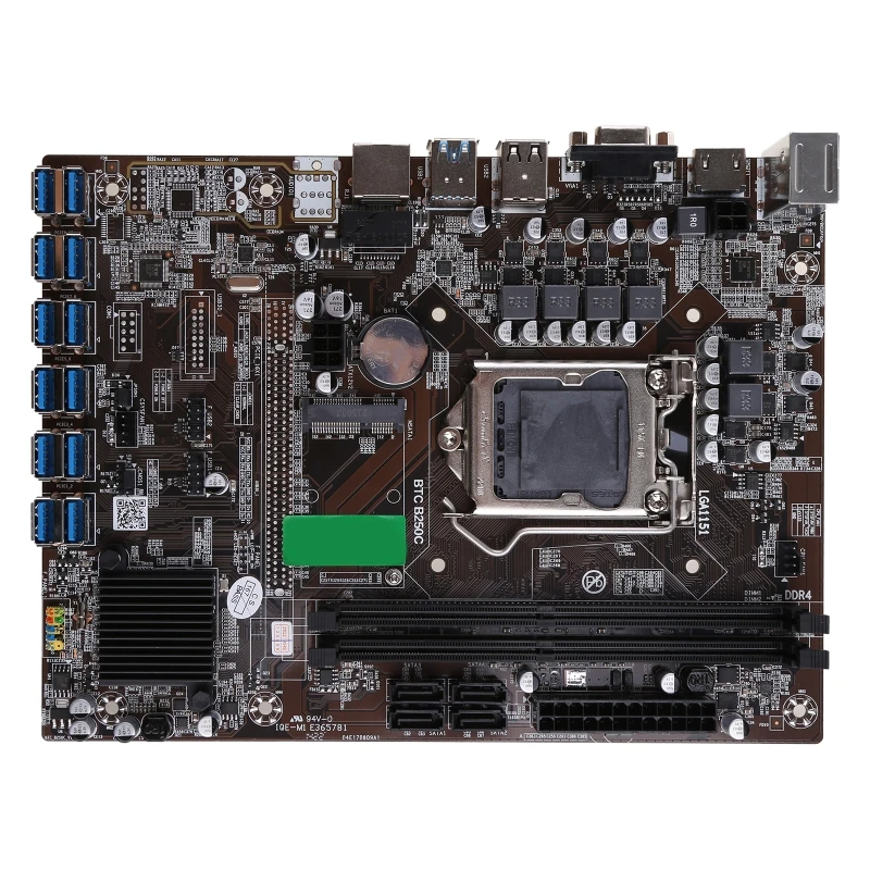 B250C-BTC Miner Plokštė LGA 1151 DDR4 Atmintis 12 xUSB PCI-E X1 Grafika Kortelės Lizdas SATA3.0 Eth Btc Miner Nuotrauka 0