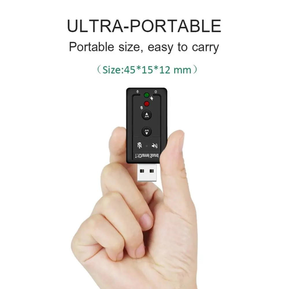 USB Šakotuvai, USB 2.0 Išorinė Garso plokštė 7.1 CH Audio Mini Adapteris Mygtuką Kontrolės 3.5 mm Ausinių MIKROFONAS Sąsaja Kompiuterio Komponentai Nuotrauka 5