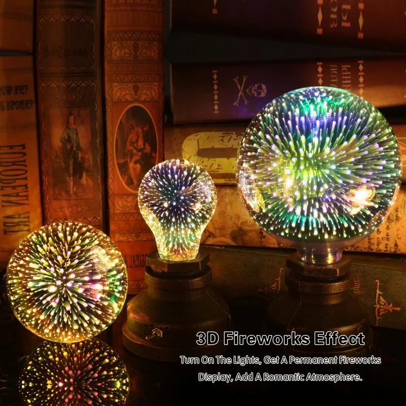 3D Spalvinga Fejerverkai Dekoratyvinės Dailės Led Apakinti Šviesos Lemputės Asmeninį Kūrybos Lempa E27 360° Kampu, Ne mirgėjimas, Ne pritemdomi. Nuotrauka 3