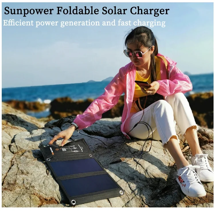 15w Sulankstomas nešiojamas saulės mobiliojo ryšio telefono įkroviklis su USB išėjimas Nuotrauka 4