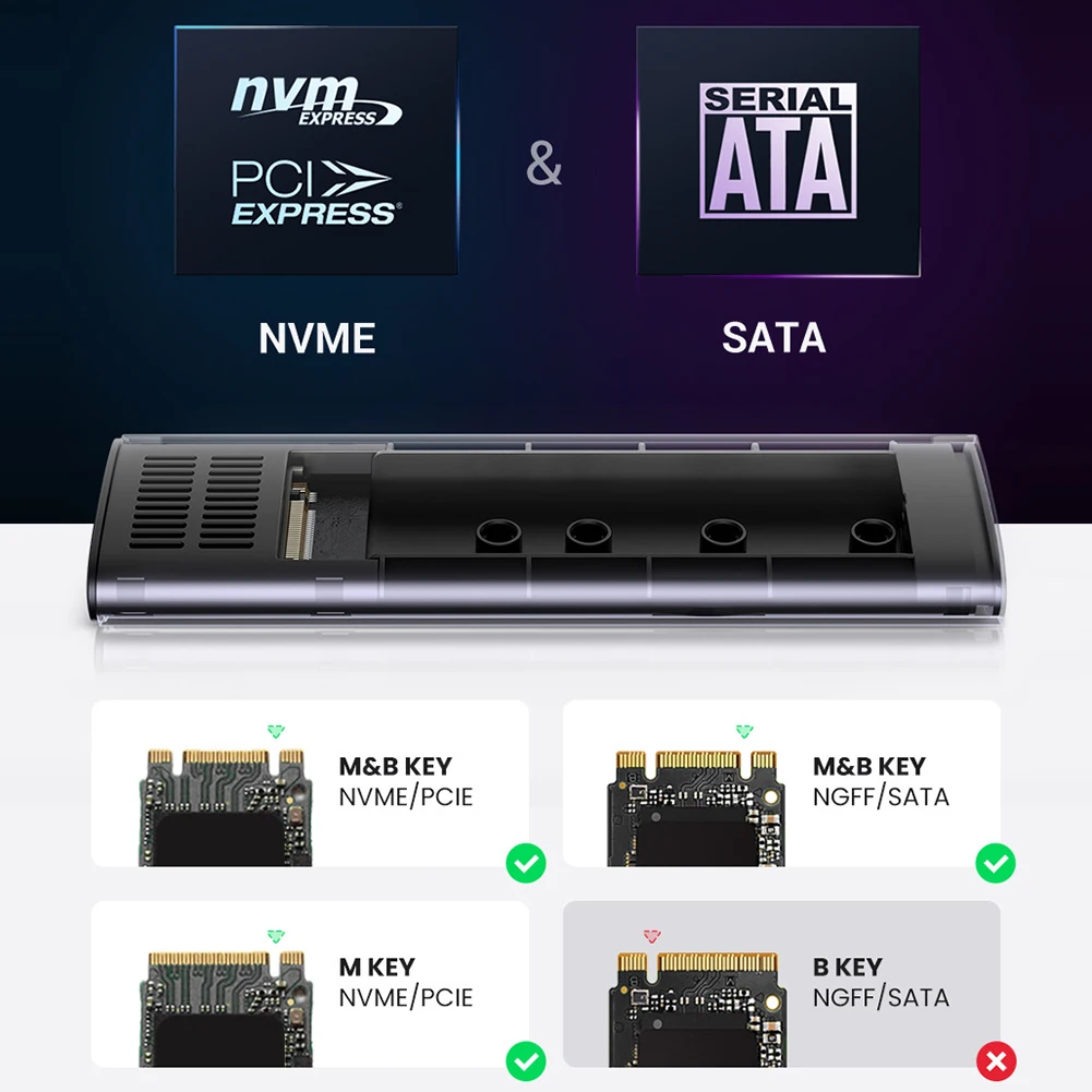 10Gbps M2 SSD Atveju NVME SATA Dual Protokolo M. 2 USB C Tipo 3.1 SSD Adapteris NVME PCIE NGFF SATA SSD Disko Dėžutė M. 2 SSD Atveju Nuotrauka 1