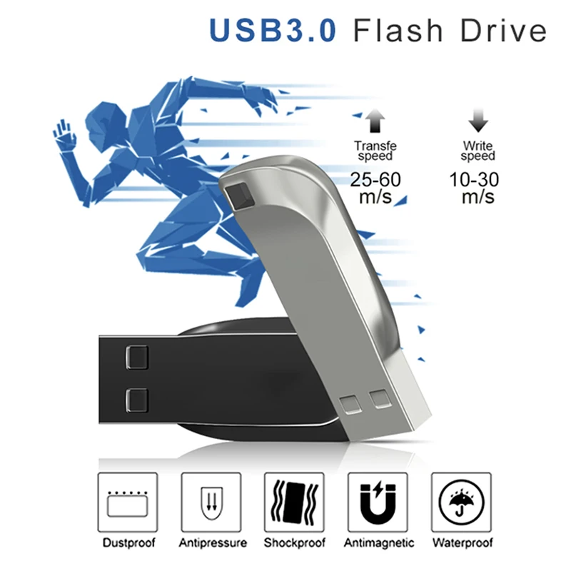 2TB/1 TB/512 GB, Usb 3.0 Flash Drive, High Speed Cle USB 3.0 Flash Pendrive vandeniui sidabro u disko memoria PC Nuotrauka 3