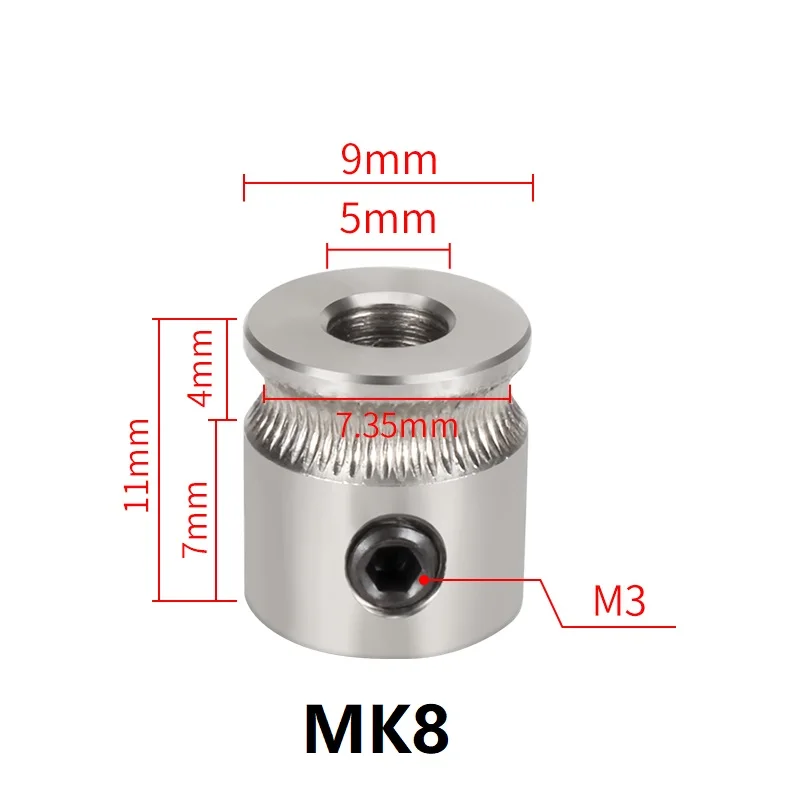2vnt MK8 MK7 Finansuojančiojo Pavarų Pagimdė 5mm Ekstruderiu Skriemulys M4 Varžtu Naudoti 3D Spausdintuvą, Štampavimo Ratų 1.75 mm 3.0 mm Kaitinimo Nuotrauka 4