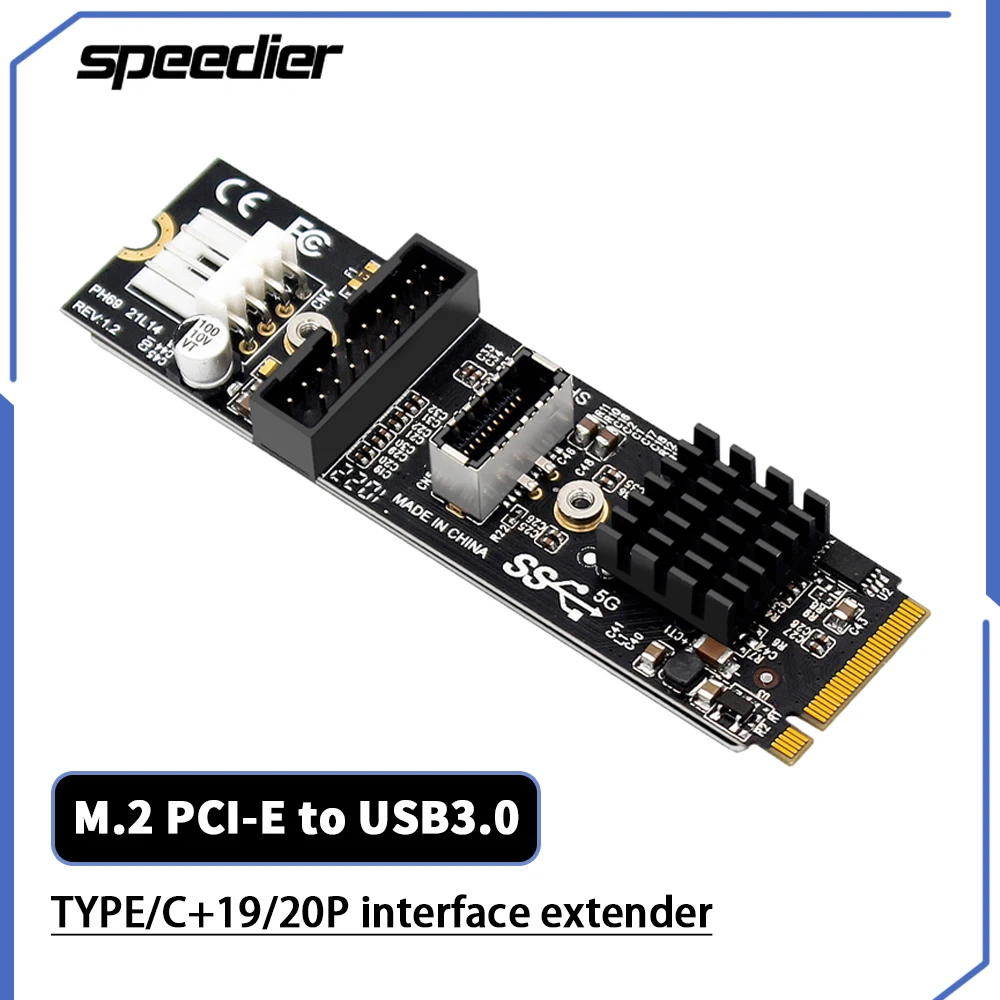 PH69 M. 2 M Klavišą PCIe į USB 3.1 Priekiniai Plėtros Kortelę 5Gb TIPAS C+19/20PIN Sąsajos Adapteris Plėtros Kortelę Su 4Pin Maitinimo Prievadas Nuotrauka 0