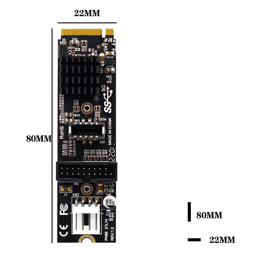 PH69 M. 2 M Klavišą PCIe į USB 3.1 Priekiniai Plėtros Kortelę 5Gb TIPAS C+19/20PIN Sąsajos Adapteris Plėtros Kortelę Su 4Pin Maitinimo Prievadas Nuotrauka 4