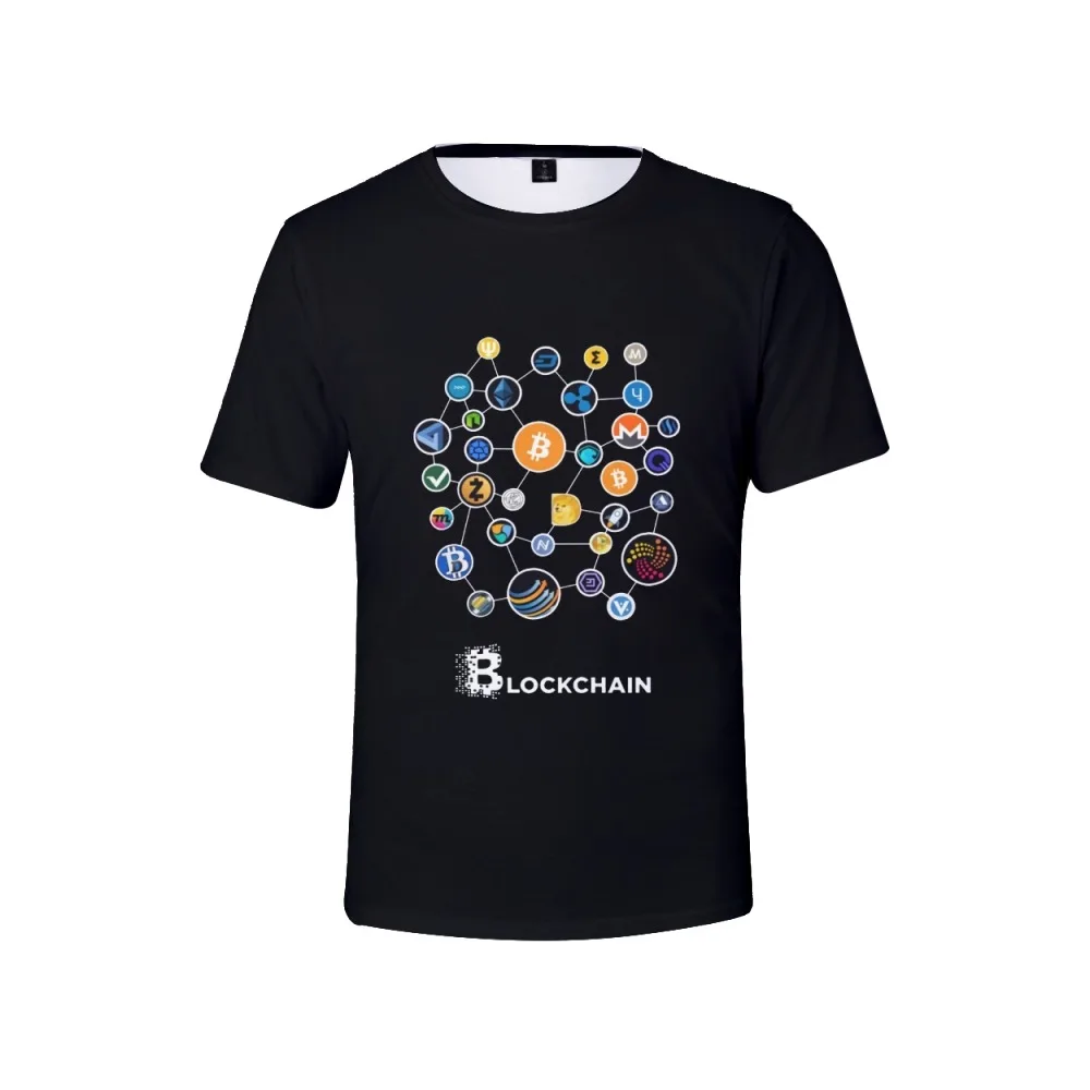 2022 naujas Blockchain Litecoin Ripple Ethereum Cryptocurrency T Marškinėliai unisex Populiarus Tee harajuku vasaros T-marškinėliai vyrams, viršuje tees Nuotrauka 1