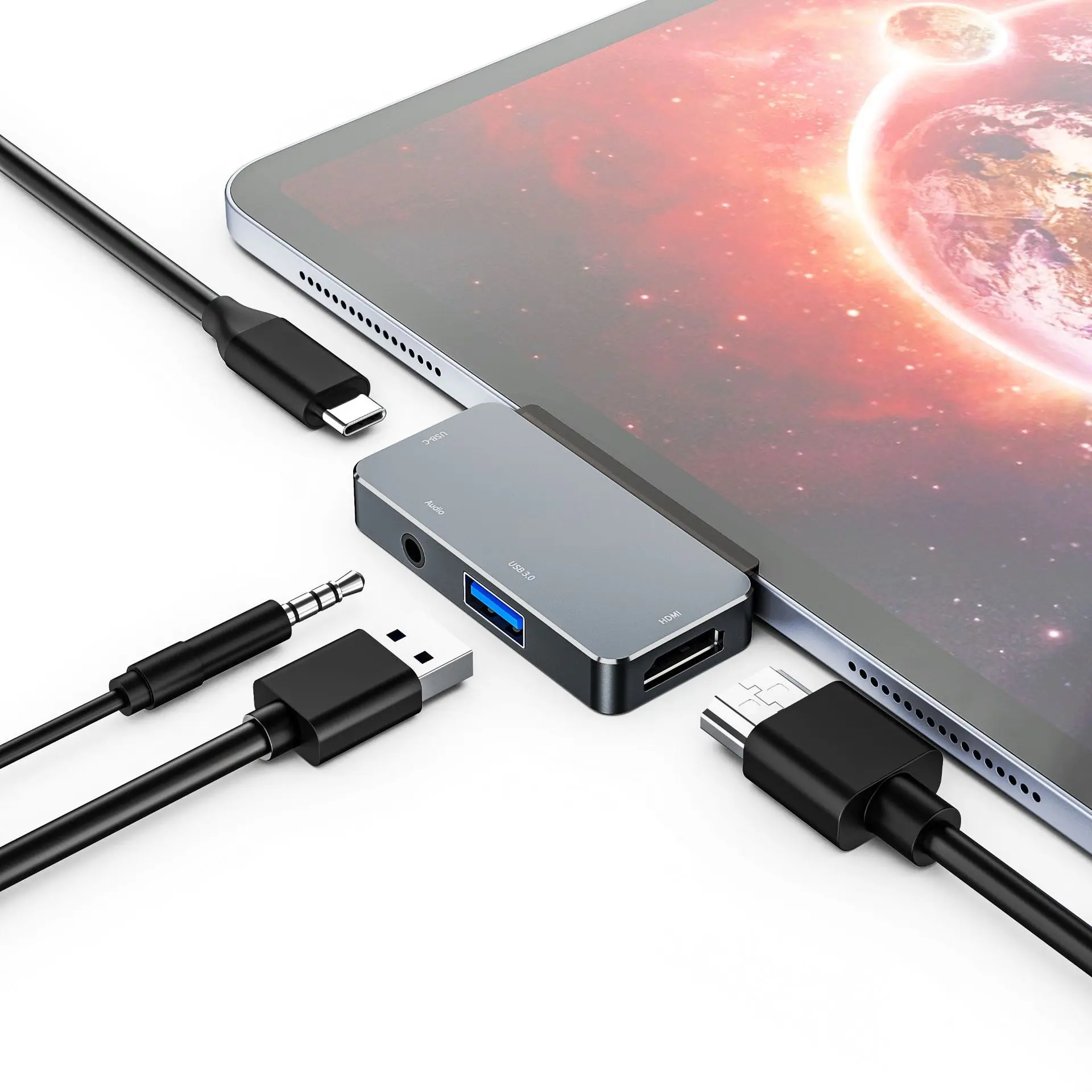 USB C CENTRU Microsoft Surface Go/Go2/Go3 USB 3.0 RJ45 3.5 mm Audio Adapteris Dokas Multi USB Hub Ethernet USB3.0 Splitter Nuotrauka 0