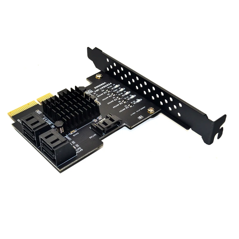 JMS585 chip 5 uostai SATA PCIe 3.0 išplėtimo Plokštę 4X Gen 3 PCI express, SATA Adapteris SATA 3 Keitiklis su Heatsink for HDD NAUJAS Nuotrauka 0