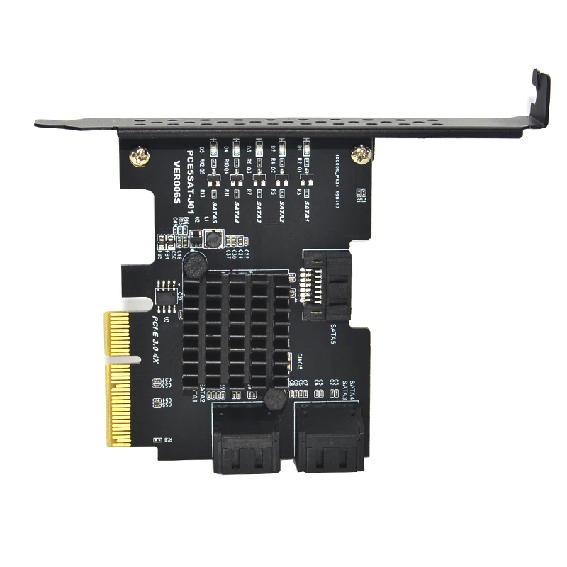 JMS585 chip 5 uostai SATA PCIe 3.0 išplėtimo Plokštę 4X Gen 3 PCI express, SATA Adapteris SATA 3 Keitiklis su Heatsink for HDD NAUJAS Nuotrauka 2