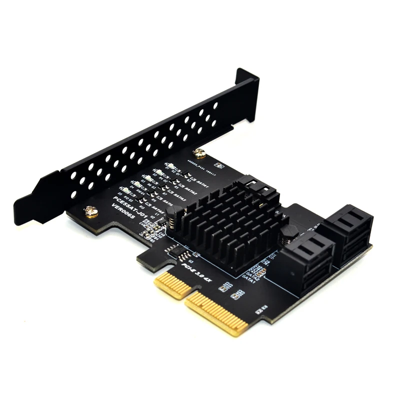 JMS585 chip 5 uostai SATA PCIe 3.0 išplėtimo Plokštę 4X Gen 3 PCI express, SATA Adapteris SATA 3 Keitiklis su Heatsink for HDD NAUJAS Nuotrauka 4