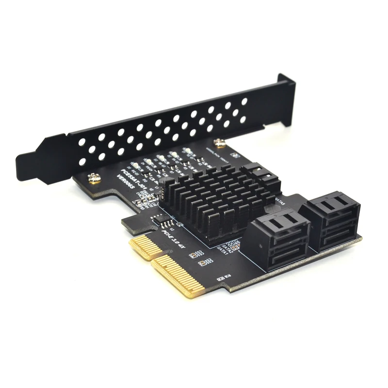 JMS585 chip 5 uostai SATA PCIe 3.0 išplėtimo Plokštę 4X Gen 3 PCI express, SATA Adapteris SATA 3 Keitiklis su Heatsink for HDD NAUJAS Nuotrauka 5