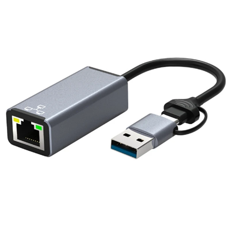 1 Gabalas Tinklo plokštė USB Tipas-C RJ45 1000Mbps Tinklo Adapteris, Skirtas Desktop Laptop Nuotrauka 0