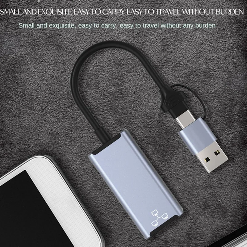 1 Gabalas Tinklo plokštė USB Tipas-C RJ45 1000Mbps Tinklo Adapteris, Skirtas Desktop Laptop Nuotrauka 4