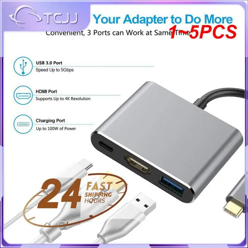 1~5VNT 3 in 1 HUB Tipas-c-HDMI-USB 3.0 Docking Station Įkrovimo 4K Adapteris, Splitter 