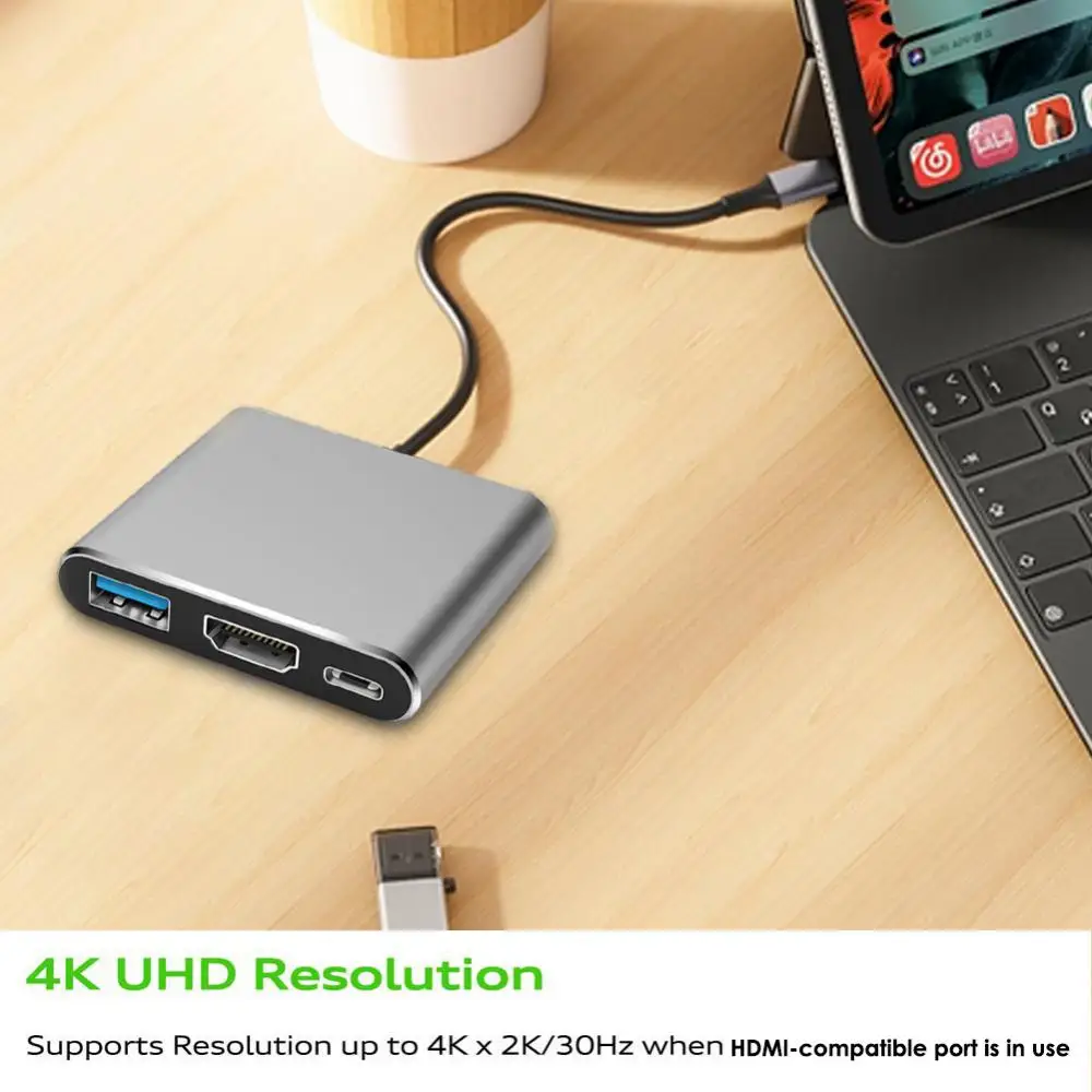 1~5VNT 3 in 1 HUB Tipas-c-HDMI-USB 3.0 Docking Station Įkrovimo 4K Adapteris, Splitter 
