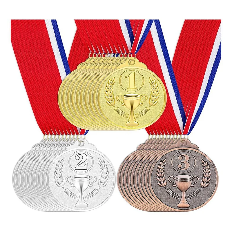 30Pcs Sudarymo Medalių, Aukso, Sidabro ir Bronzos Medalių Laimėtojas Apdovanojimai 1 2 3 Prizų Konkursai Nuotrauka 0