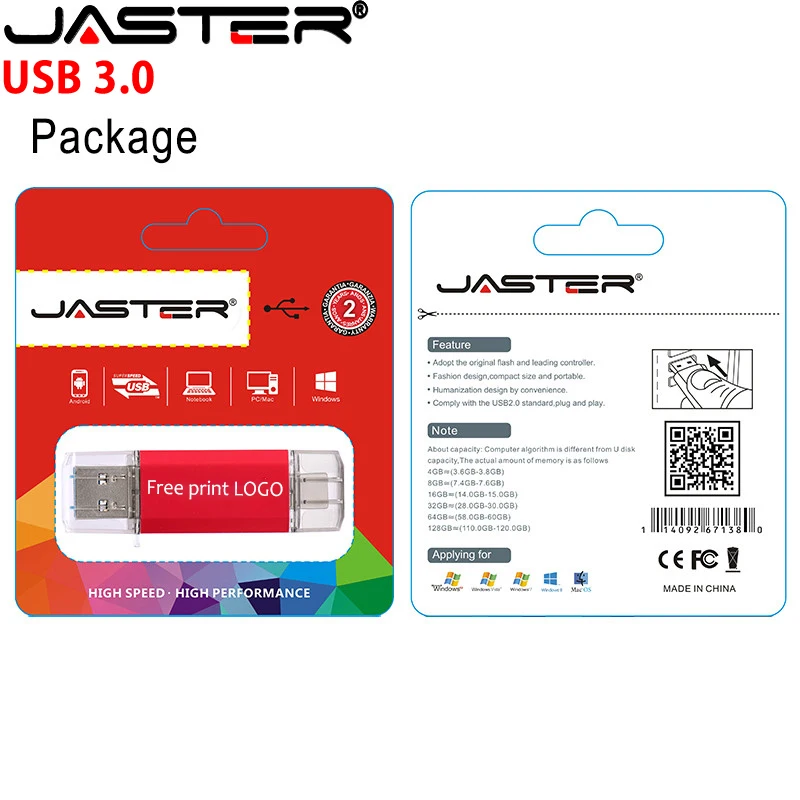 JASTER Aukštis greičio Tipas C Pen Drive 64GB USB 2.0 Flash Drive 32GB Spalva U Disko 16GB 2 18GB LOGOTIPĄ Vestuvių Memory Stick Nuotrauka 5