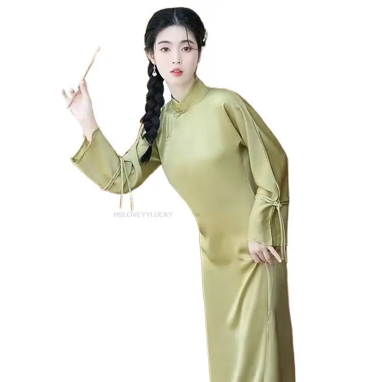 Kinijos Vintage Stiliaus Suknelė Tradicinių Satino Cheongsam Suknelė Qipao Elegantiškas Šalis Suknelė Rytų Qipao Elegantiškas Liaudies Šokių Suknelė Nuotrauka 1