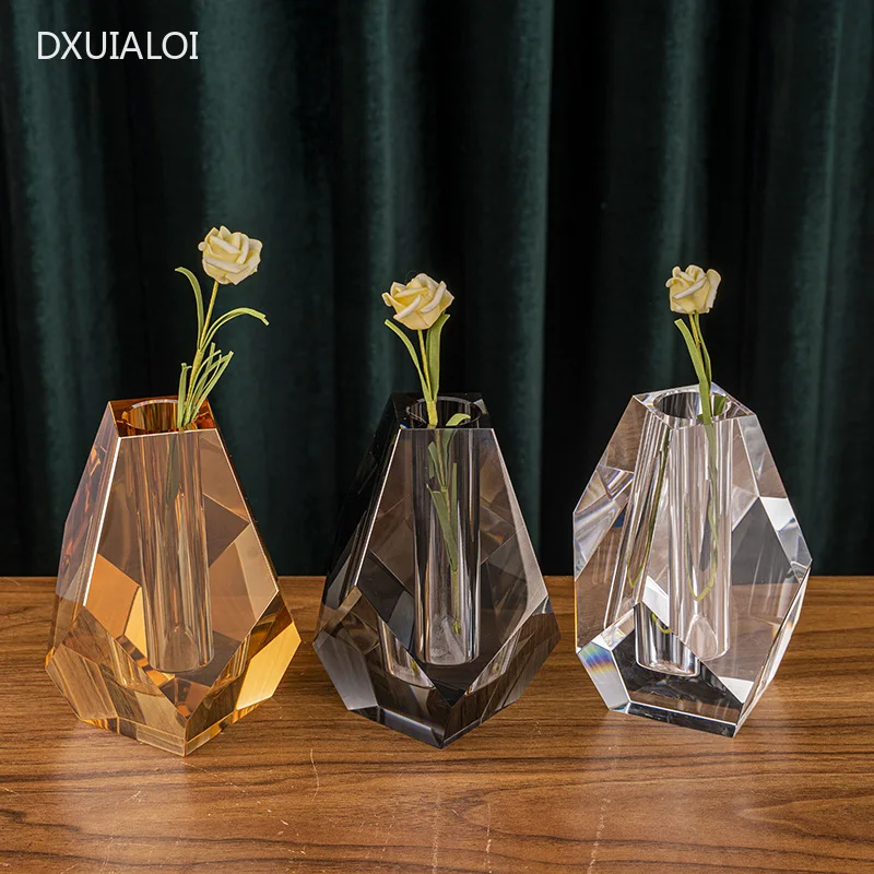 Modernus minimalistinis krištolo vaza Gėlių organų Interjero Dizainas Apdailos Office papuošalų, Namų dekoro priedai Stiklo Vaza Nuotrauka 4