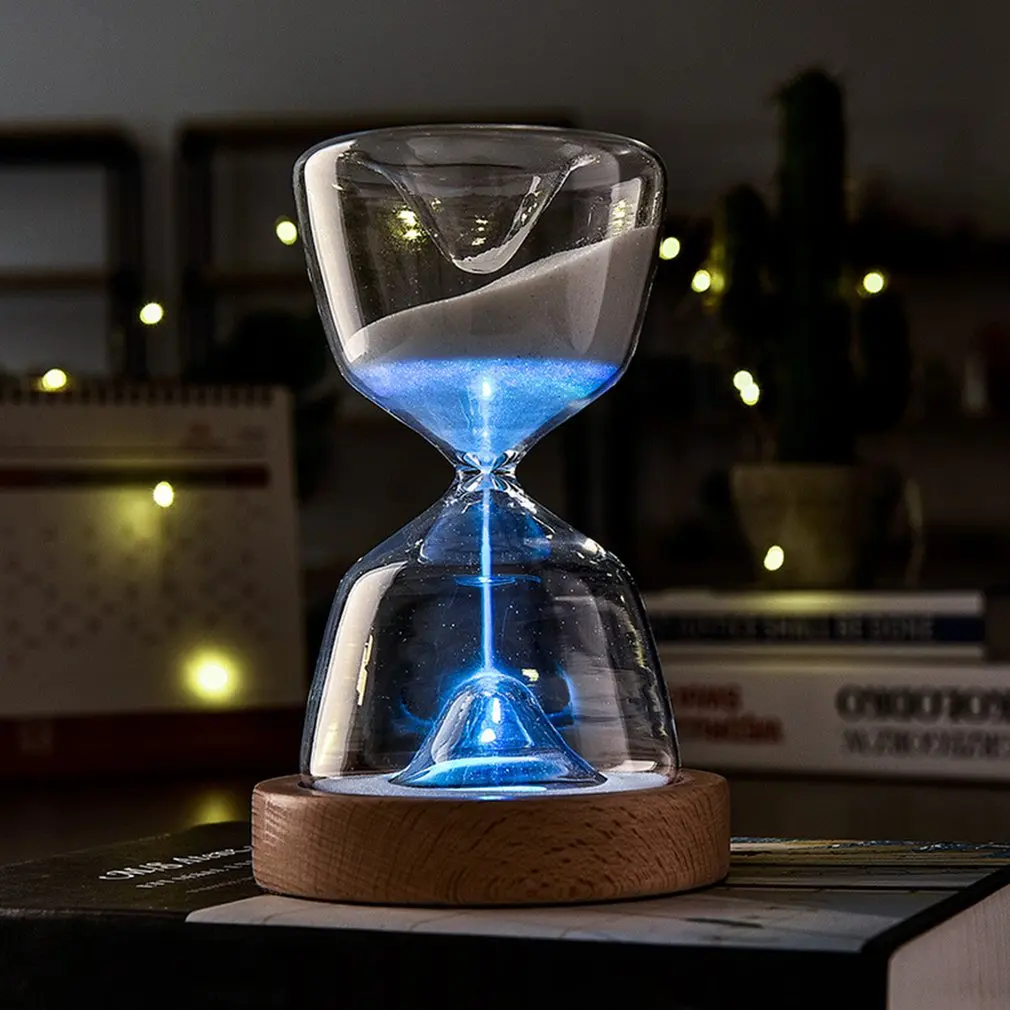 15 Minučių Stiklo smėlio laikrodis, su Nuotolinio Kolonėlė 12 Spalvų, Šviesos, Kūrybos smėlio laikrodis Laikmatis Puošyba, Dovanų Išpakavimas Žaislas Nuotrauka 1