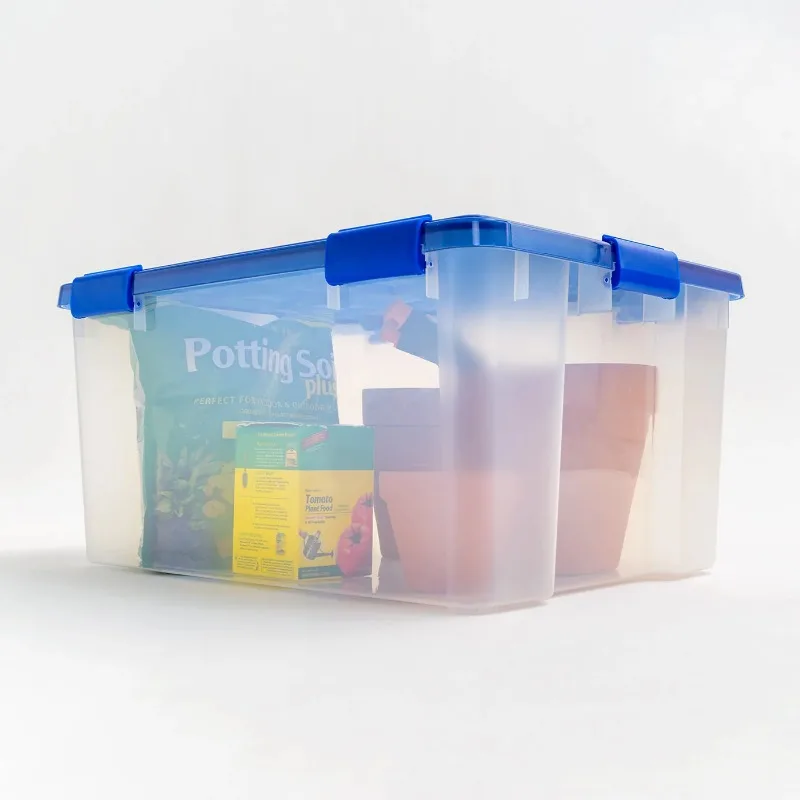 IRIS JAV, 62 Quart WeatherPro™ Tarpiklis skaidraus Plastiko Laikymo Dėžutė su Mėlynos spalvos Dangteliu, 3 Nuotrauka 3
