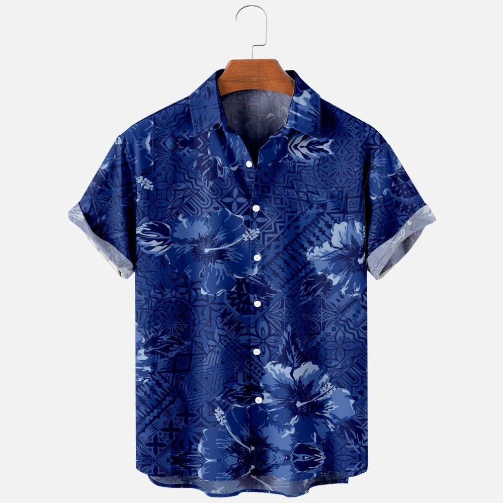 Trumpas Rankovės Marškinėliai Vyrams, Madingi Vasaros T-shirt, 3D Atspausdintas Havajų Marškinėliai, Atsitiktinis ir Patogus Vienas Mygtukas, Didelis Paplūdimys Nuotrauka 0
