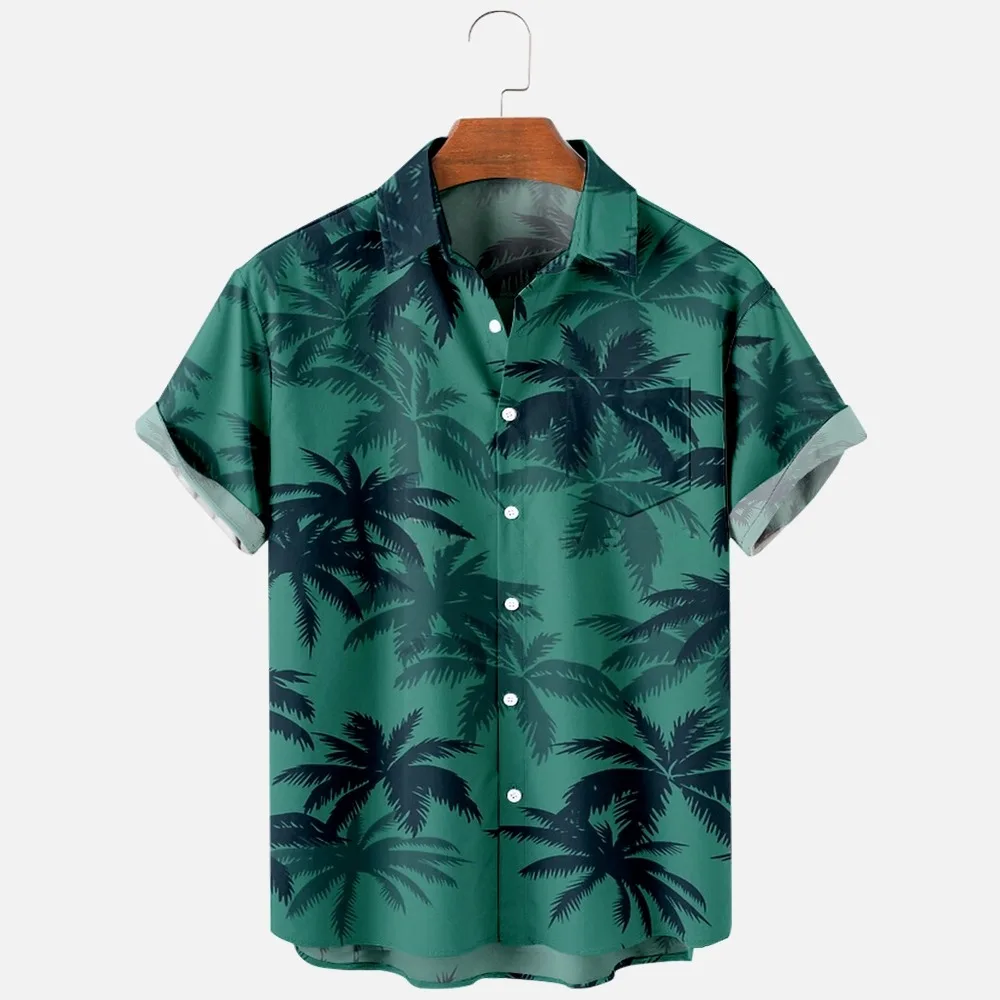 Trumpas Rankovės Marškinėliai Vyrams, Madingi Vasaros T-shirt, 3D Atspausdintas Havajų Marškinėliai, Atsitiktinis ir Patogus Vienas Mygtukas, Didelis Paplūdimys Nuotrauka 1