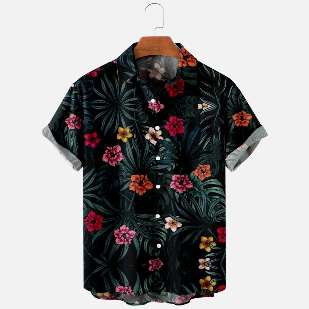 Trumpas Rankovės Marškinėliai Vyrams, Madingi Vasaros T-shirt, 3D Atspausdintas Havajų Marškinėliai, Atsitiktinis ir Patogus Vienas Mygtukas, Didelis Paplūdimys Nuotrauka 5