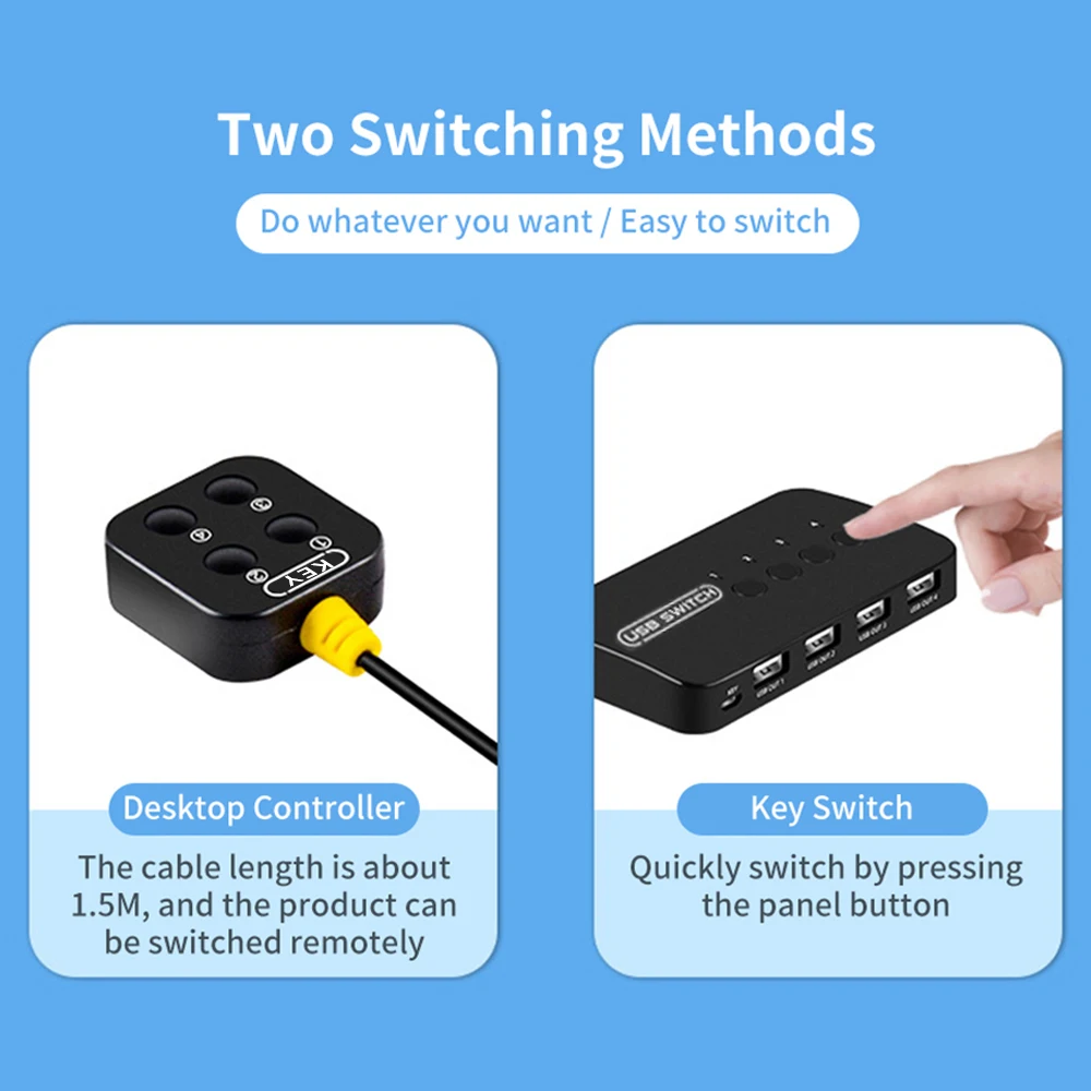 USB KVM Switch Adapter USB2.0 4 Rašymas 4 Išvestis USB Jungiklis Bendr. Controller Hub Adapteris Nešiojamas Kompiuteris, Spausdintuvas, Klaviatūra Nuotrauka 4