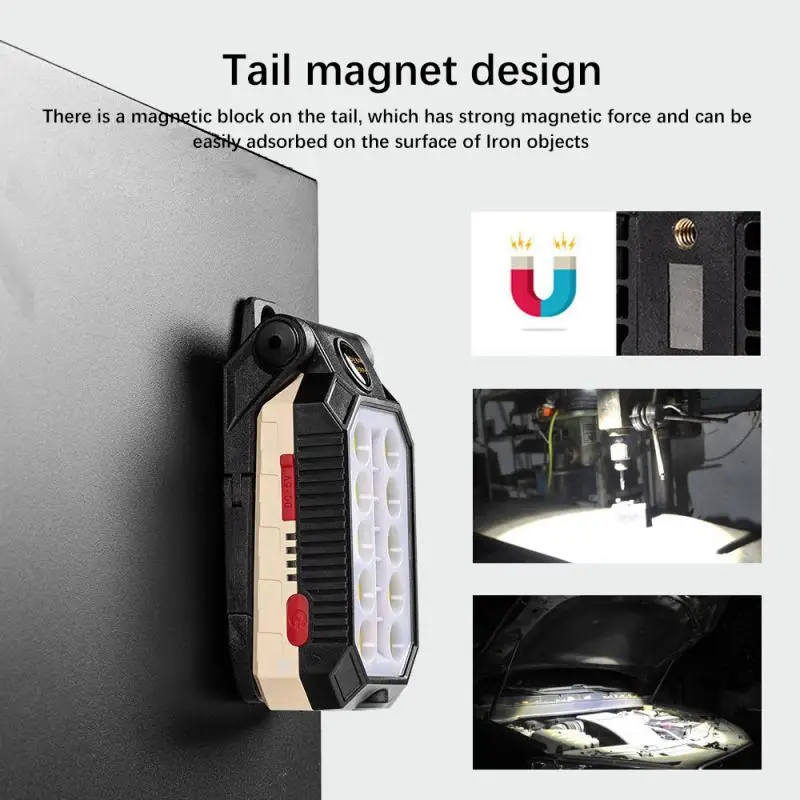 Naujas Nešiojamosios Darbo Lemputė Usb Įkrovimo Led Magnetas, Kablys, Elektra Ekranas Pagalbos Ranką Elektros Patikros ir techninės Priežiūros Šviesos Nuotrauka 2
