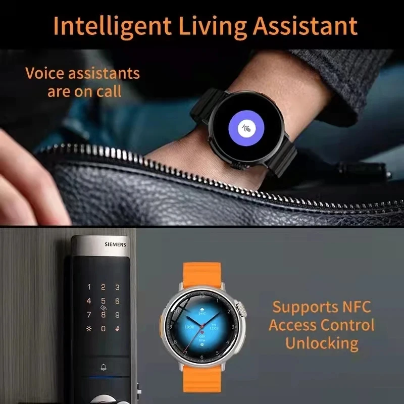 2023 Naujas NFC Smart Watch Vyrų AMOLED Ultra Serijos Sporto Apyrankė 