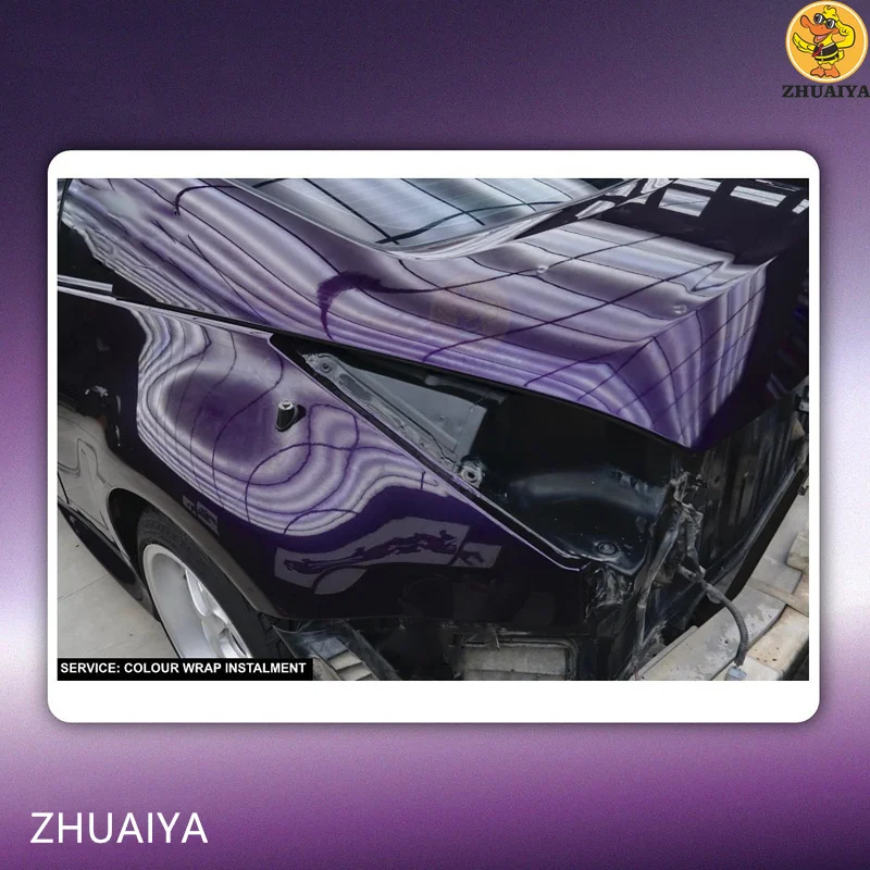 ZHUAIYA Hyper Blizgesys Metalo Midnight Purple vinilo įvyniojimas kino Transporto priemonės įvyniojimo automobilių wrap Burbulas nemokamai ir lengvai įdiegti 1.52x18M Nuotrauka 4