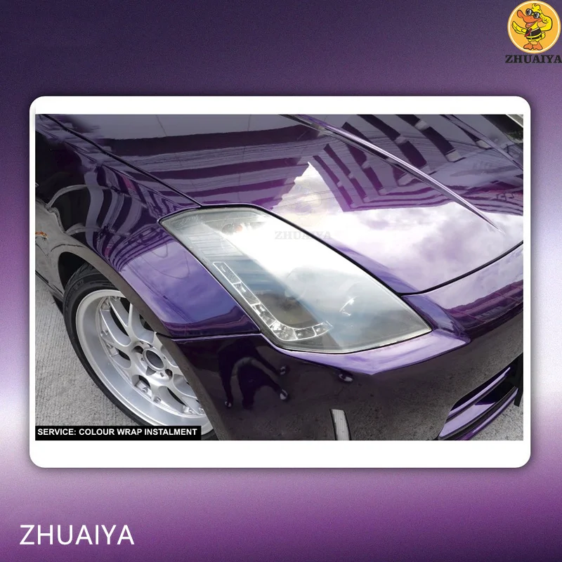 ZHUAIYA Hyper Blizgesys Metalo Midnight Purple vinilo įvyniojimas kino Transporto priemonės įvyniojimo automobilių wrap Burbulas nemokamai ir lengvai įdiegti 1.52x18M Nuotrauka 5